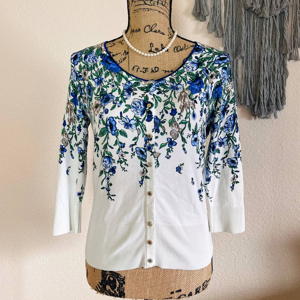 WHBM Multicolored Floral Pattern Cardigan